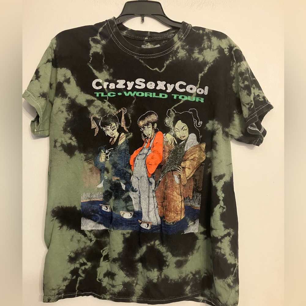 TLC crazy sexy cool  TLC world tour tie-dye t-shirt green/black medium y2k